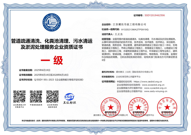 市政企业资质证书
